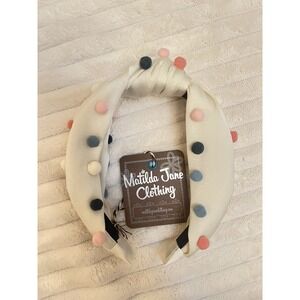 Matilda Jane Girls White Wonderment Playful Pom‎ Pom headband New